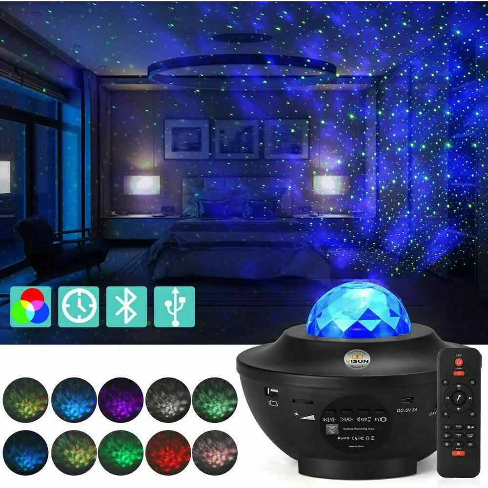 

USB Galaxy Star Night Lamp LED Starry Sky Projector Light Ocean Wave + Remote