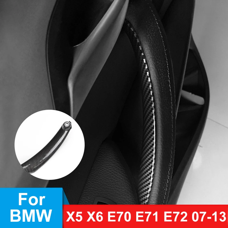 

Углеродное волокно, автомобильная правая левая внутренняя дверная панель, ручка, накладка, автомобильные аксессуары для BMW E70 X5 E71 E72 X6 SAV 2007-2013