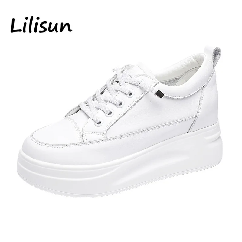 

Chunky Platform White Shoes Women Genuine Leather Thick Bottoms Flat Shoes Height Increase Girls Tenis Sneakers Zapatos De Mujer