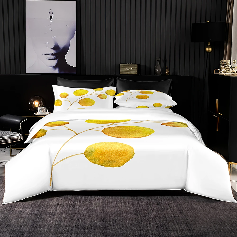 

Комплект постельного белья оранжевого цвета в стиле ретро с пододеяльником с круглыми листьями и наволочкой, пододеяльник в классическом с...