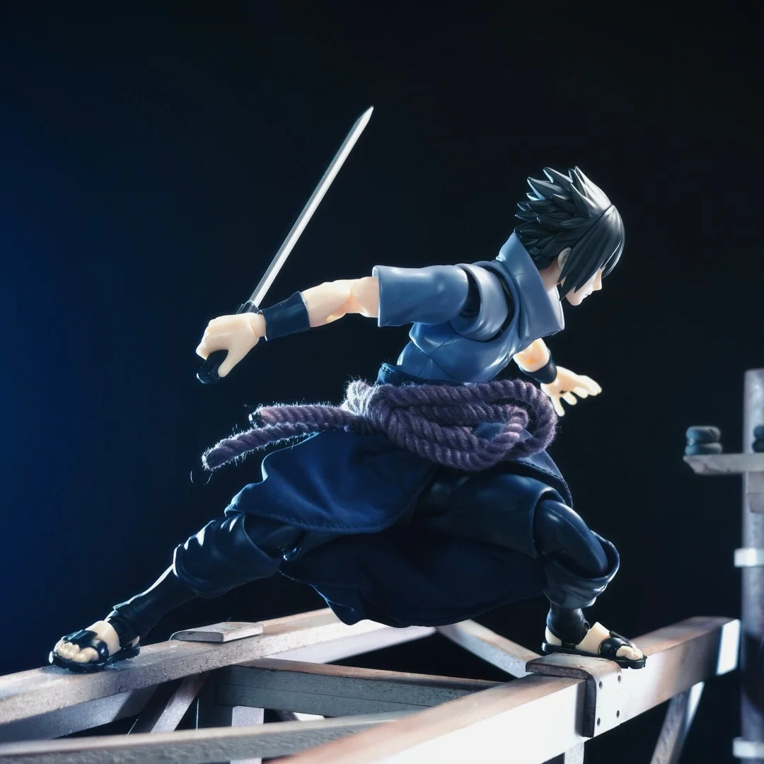 Фото Костюм-юбка ниндзя на заказ для Shfiguarts Uchiha Sasuke Naruto Shippuden, темно-синий с фиолетовым поясом-веревкой №1