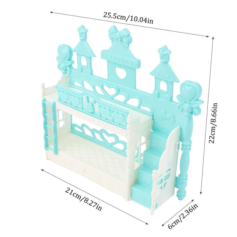 Миниатюрная кровать принцессы для кукольного домика модель двухъярусной