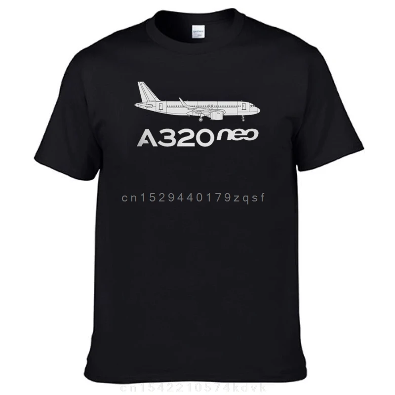 Футболка Airbus для мужчин A320 neo черный контур базовая футболка с круглым воротником