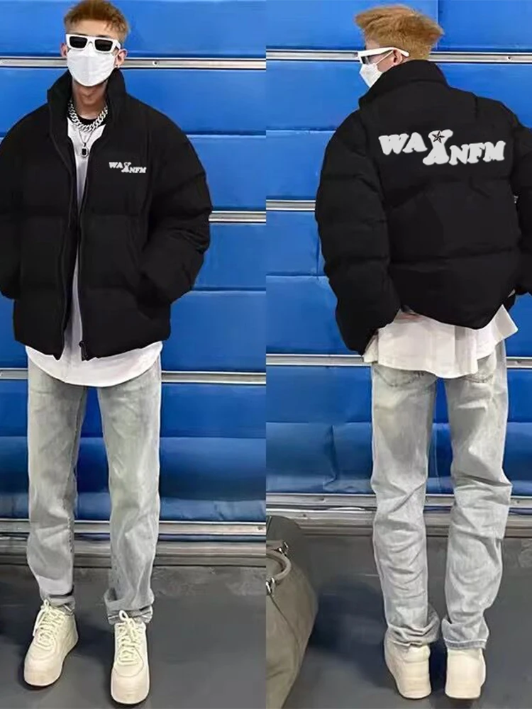 Зимнее пальто с хлопковой подкладкой American High Street простое мужское надписью