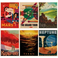 space travel classic vintage posters kraft paper sticker diy room bar cafe decor art wall stickers