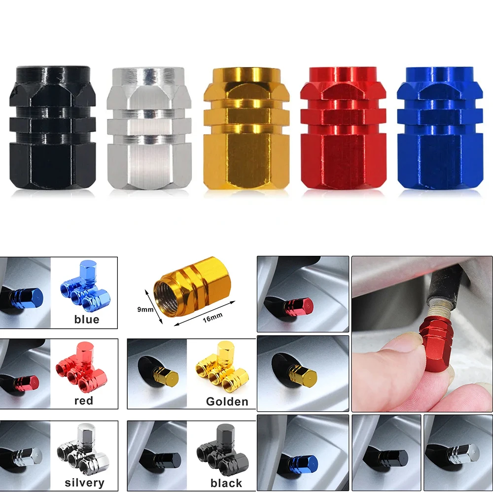 

4/8PCS Universal Aluminum Alloy Hexagonal Car Tire Valve Caps Cover Airdust Waterproof For Car Truck Bike Fashion Accessories