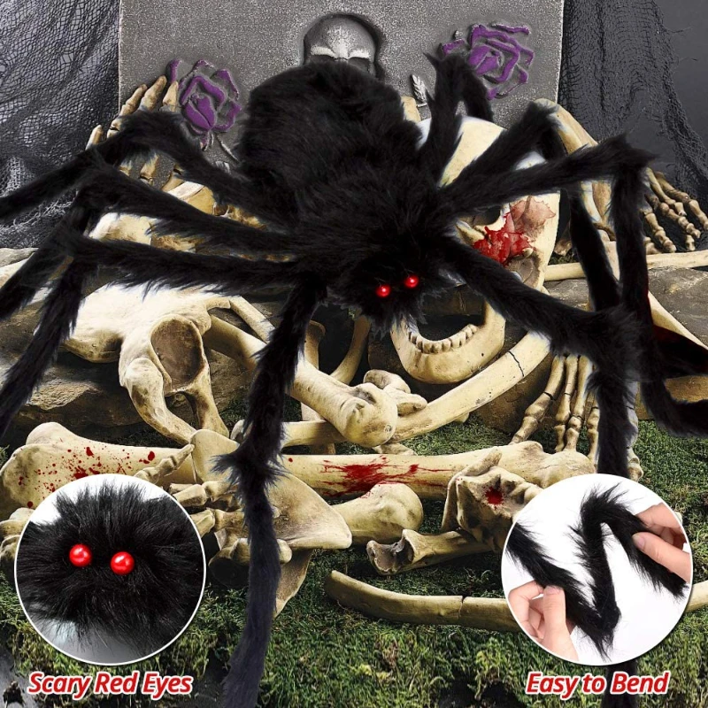 

Гигантская поддельная паутина на Хэллоуин, искусственные пауки с 20 поддельных пауками, эластичные пауки, реквизит для ужасного дома, декор Вечерние