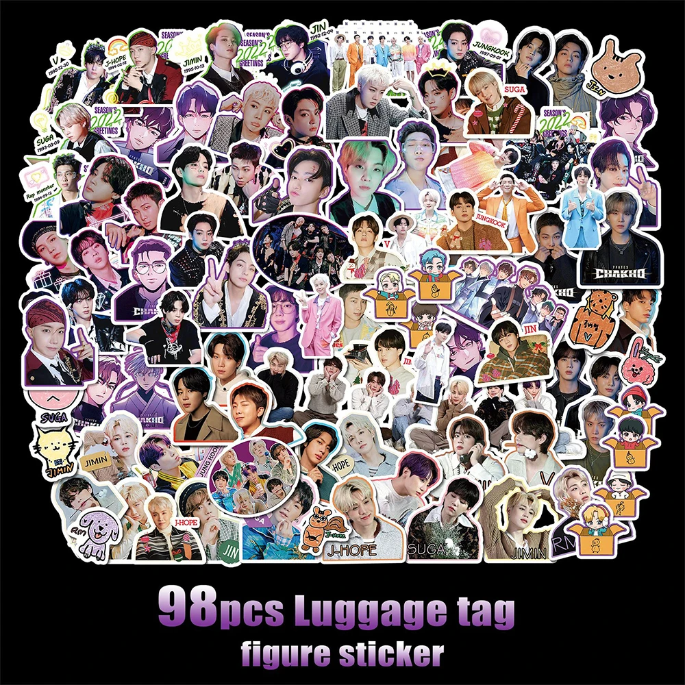 

95 шт./пакет Bangtan Boys AESPA бродячие дети, наклейка без повторов s KPOP JungKook Karina V, наклейка на холодильник и гитару 88E