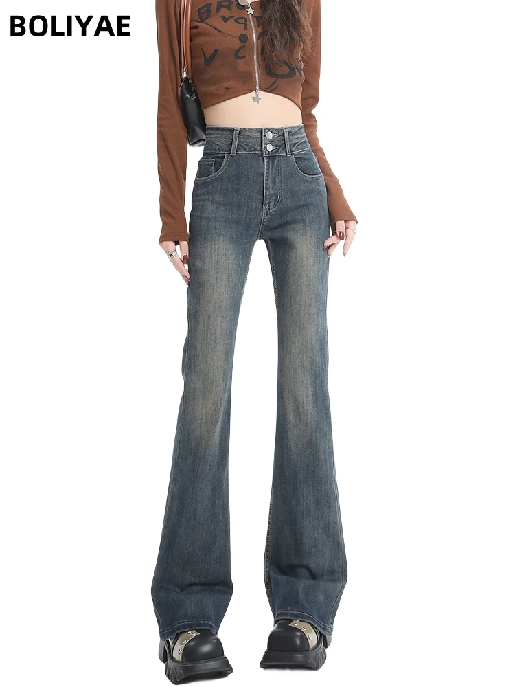 Американские ретро джинсы Boliyae с высокой талией