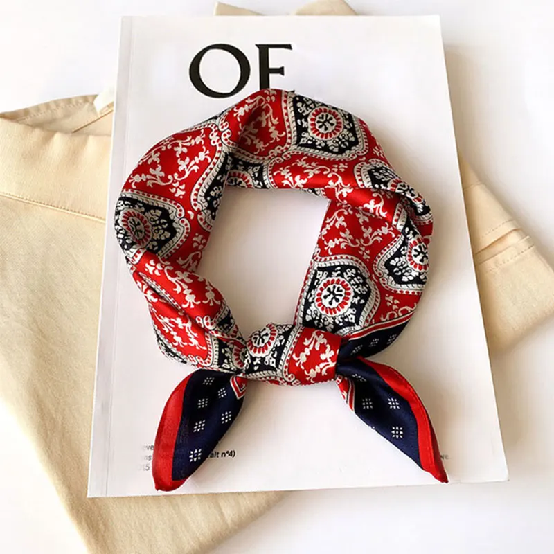 Шелковый шарф для волос Женский носовой платок бандана на голову шарфы из 100%