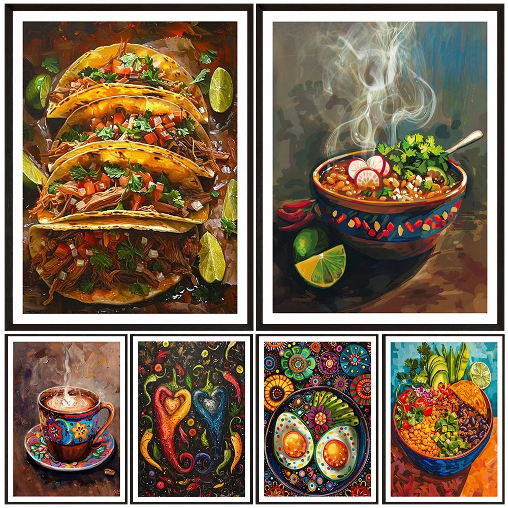 Настенная картина с традиционными мексиканскими блюдами восхитительное