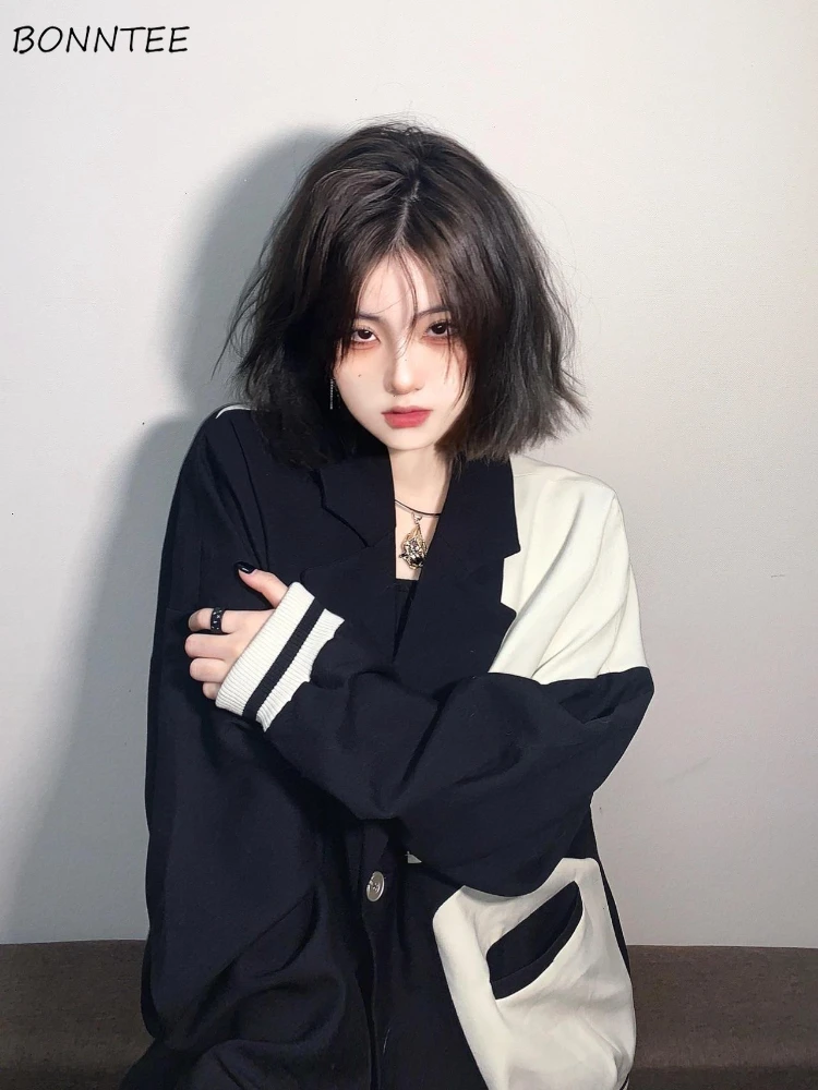 

Baggy Blazers Women Streetwear Notched Long Sleeve All-match Autumn Coats Mujer Design Retro Hipster Students Harajuku Ulzzang