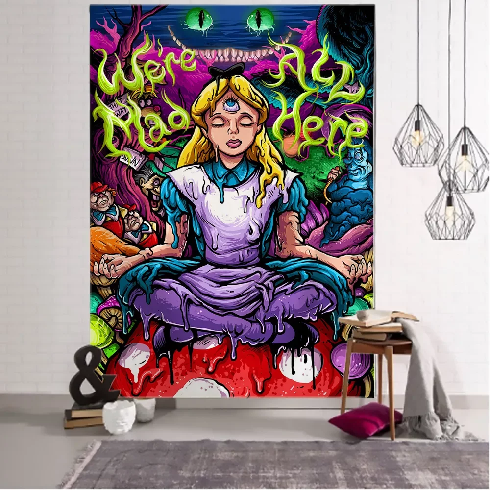 

Anime Girl Tapestry Wall Hanging Magic Science Fiction Bohemian Hippie TAPIZ Room Dormitory Art Home Decor