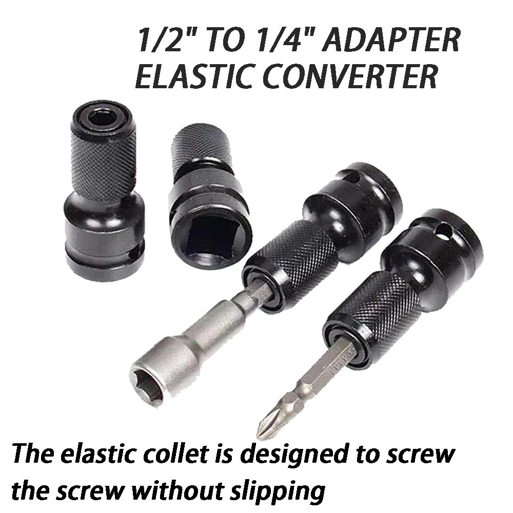 

1/2 to 1/4 Spring Clip Adapter Drill Bit Driver Socket Bits Set Adapter Wrench Sleeve Extension Bar For Electric Screwdriver