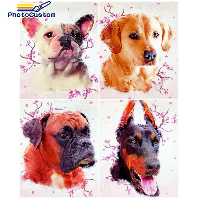 

Набор для рисования по номерам на холсте собаки, с рамкой