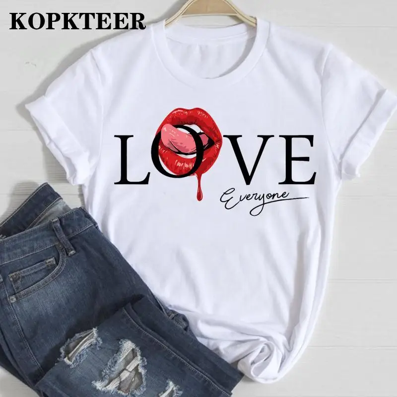 

Женская футболка с принтом, леопардовая Футболка с принтом в виде губ, в стиле 90-х, весна-лето 2022