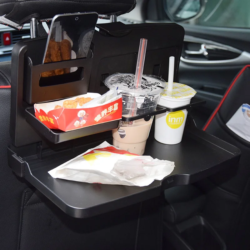 

Car Dining Plate Multifunctional Backseat Handing Storage Box with Table Universal Cup Water Cup Holder Auto Folding Organizer