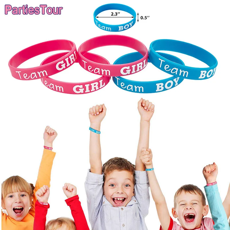 

Gender Reveal Bracelets Includes Team Boy Wristbands and Team Girl Wristbands for Baby Shower Party Girl Boy Decorations Supplie
