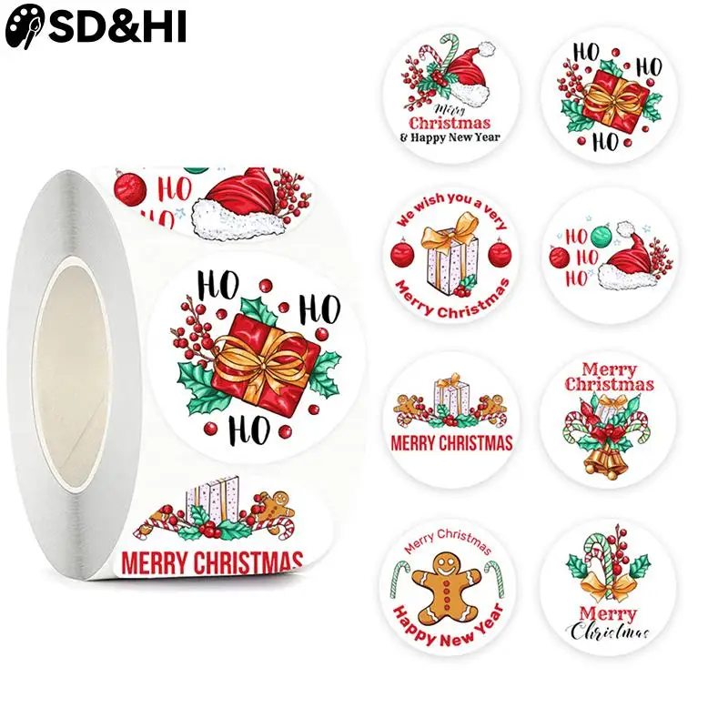 

500pcs Merry Christmas Stickers Christmas Tree Santa Claus 3.8cm 2.5cm Gift Sealing Stickers Holiday Candy Bag Box Decoration