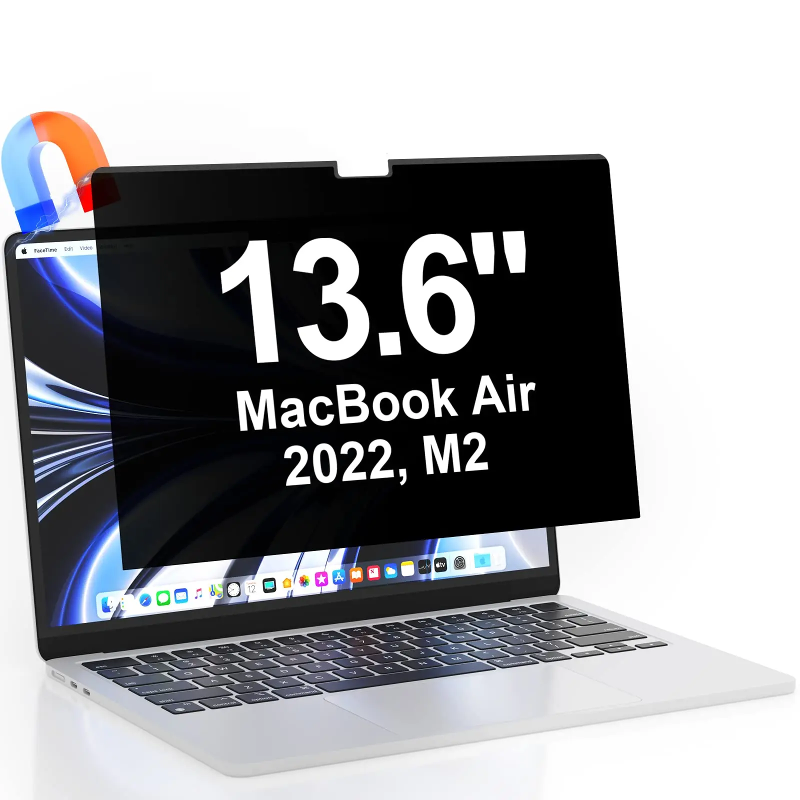 

Магнитный экран для MacBook Air 13,6 дюйма, для MacBook Air 2022 дюйма, модель дюйма (M2 A2681), Съемный матовый, антибликовый, синий