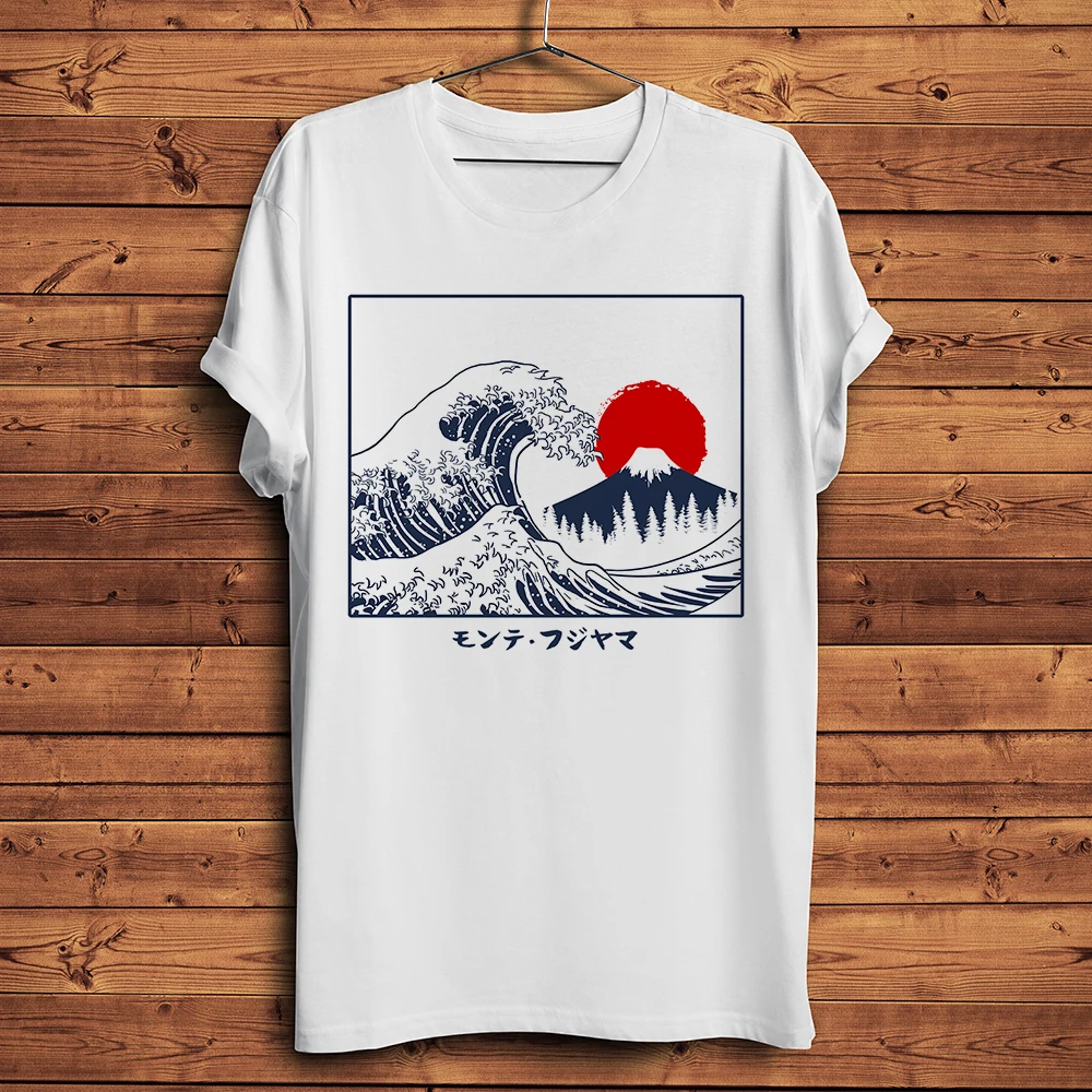 

Vintage Great Wave Off Kanagawa Fuji Funny Ukiyoe T-shirt Men Summer Cotton Casual Short Sleeve Shirt Unisex Streetwear Tee