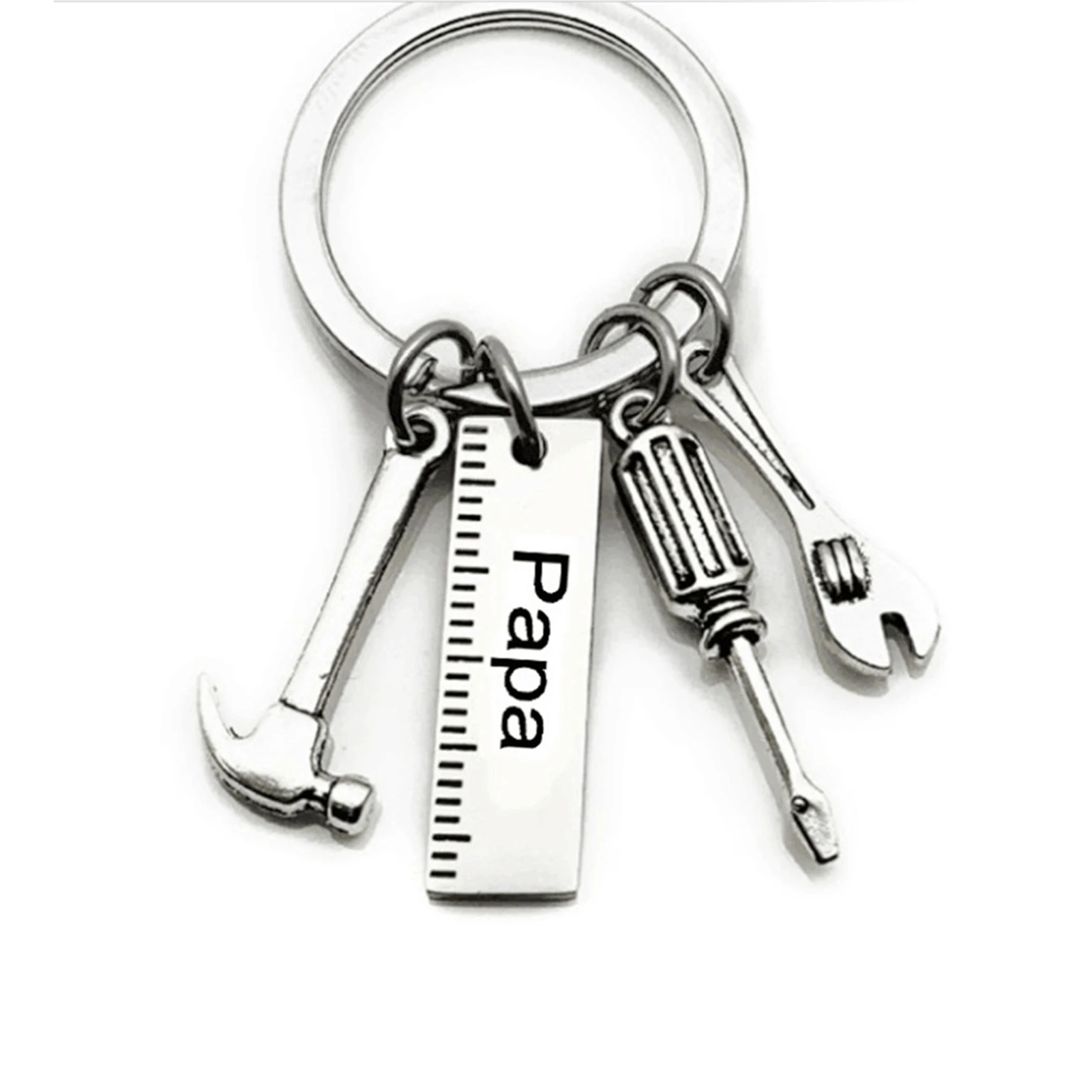 

Stainless Steel Keychain With Mini Simulation Wrench Tool Pendant 9*28cm Key Buckle With Letters Gift For Father's Day