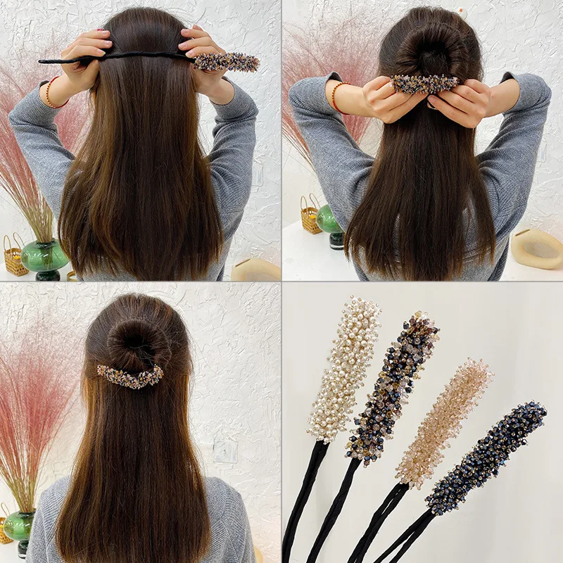 

Korean New Elegant Simple Sweet Fluffy Hairpin Flower Bud Head Crystal Plate Hair Artifact for Women Fashion Hair Accessories