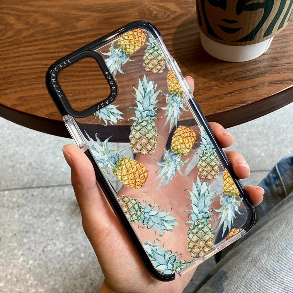 

Fruits Pineapple Case for iPhone 14ProMax 14Plus 13Pro 12Pro 11 Pro Max Transparent Back Cover for iPhone 14 13 12 11 Carcasa