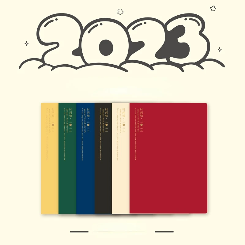 2023 A5 Vertical Timeline Calendar Management Manual Ledger Efficient Record Annual Overview Leather-bound Notebook