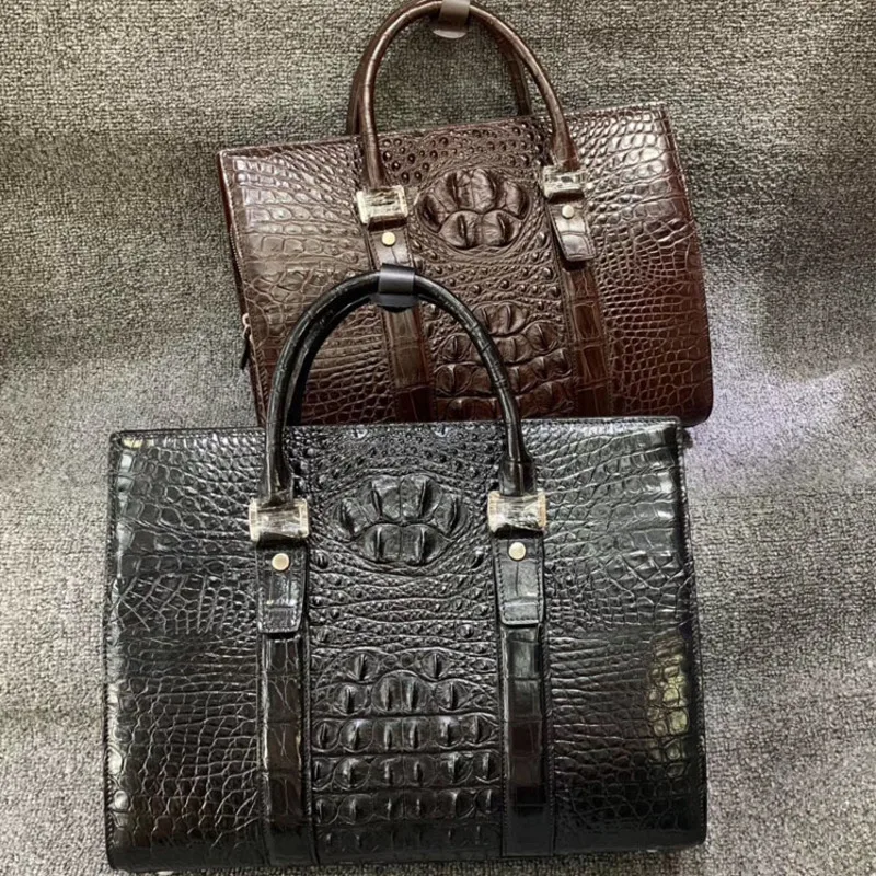 2022 New Crocodile Skull Men's Handbag Leisure Business Briefcase Office Shoulder Men Messenger Bags Leather Bag Luxury Designer