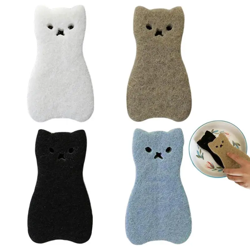 

Magic Cleaning Sponge Sponge Dish Scrubber Cute Cat Shape Sponge Non-Scratch Multi-Use Sponges For Dishes Pots Pans Sinks