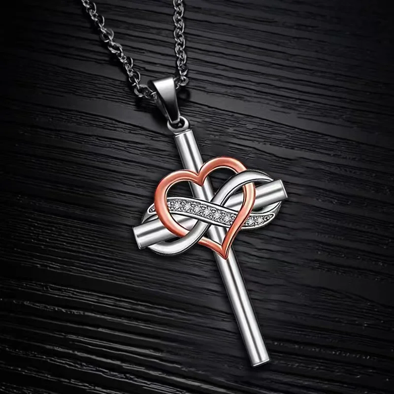 

Women's Double Layer Heart Lucky Necklace Pendant Unlimited Creative Adjustable Clavicle Engagement Wedding Charm Jewelry