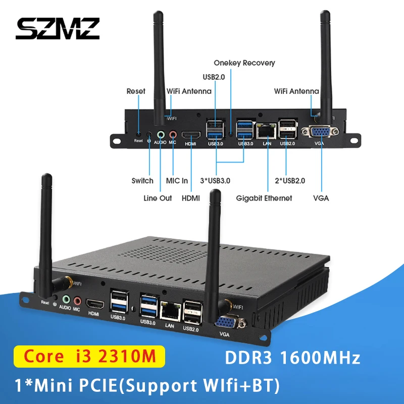 SZMZ OPS MINI PC DDR3 1600MHZ i3 2310M 4G RAM 128G SSD, Office HD Desktop PC Support Windows 10 Gaming Desktop Computer