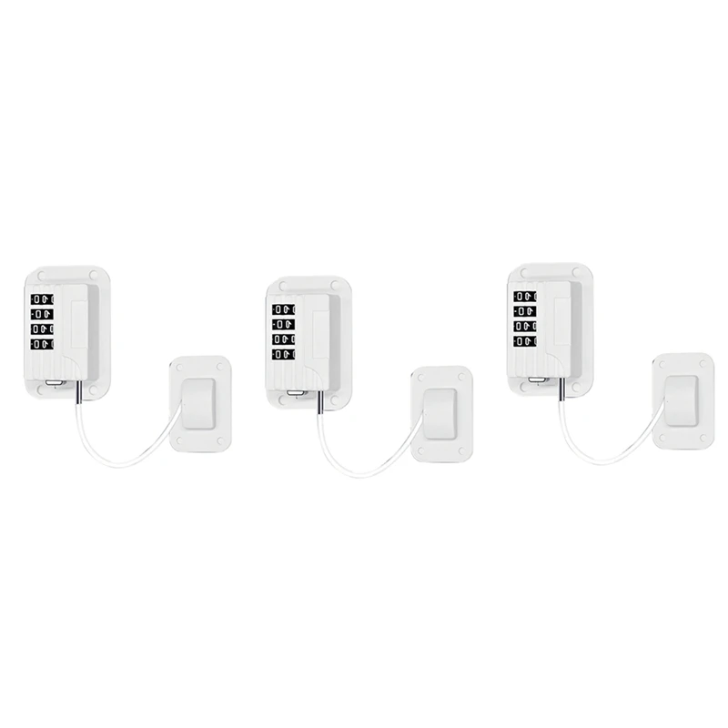 

3X Upgraded Password Window Lock Child Safety Lock Baby Protection Children Fridge Lock Door Cabinet Limiter Locks-White