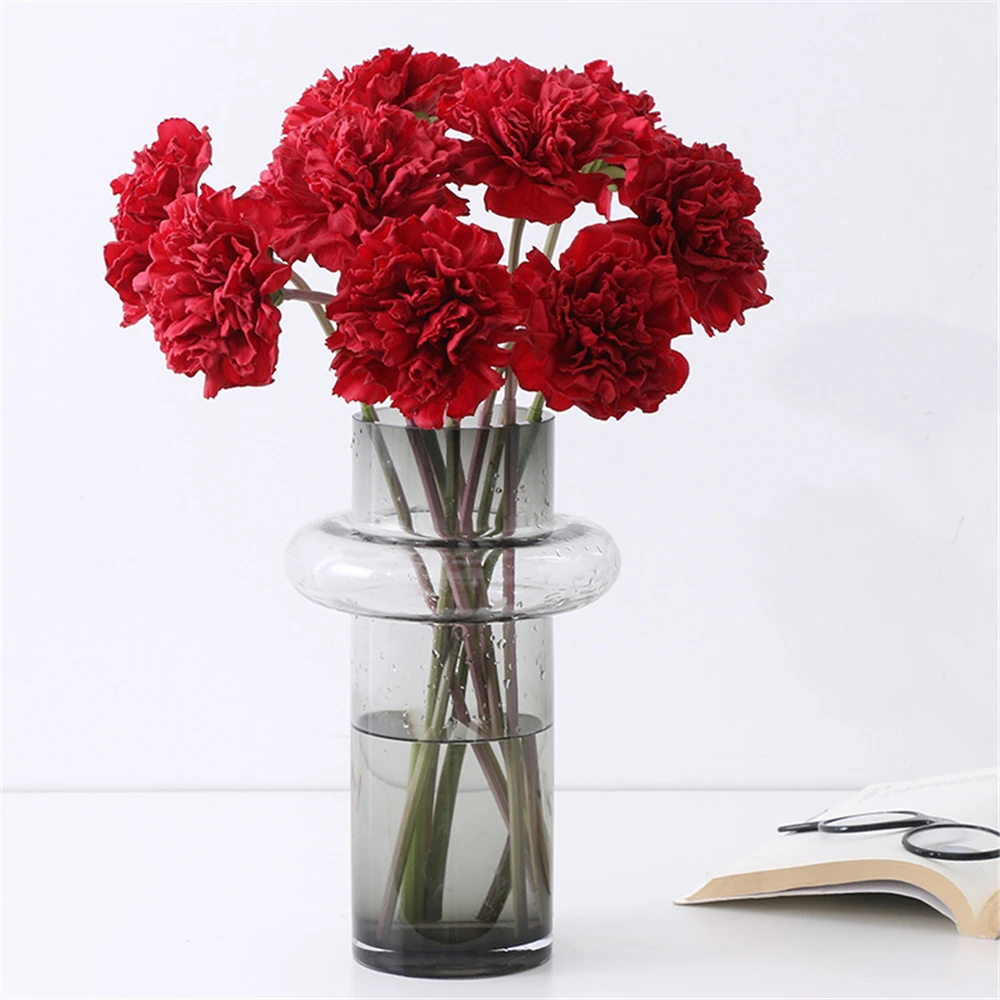 Artificial green plants flowers White Orange Carnation false blossom Lycoris radiata Bonsai