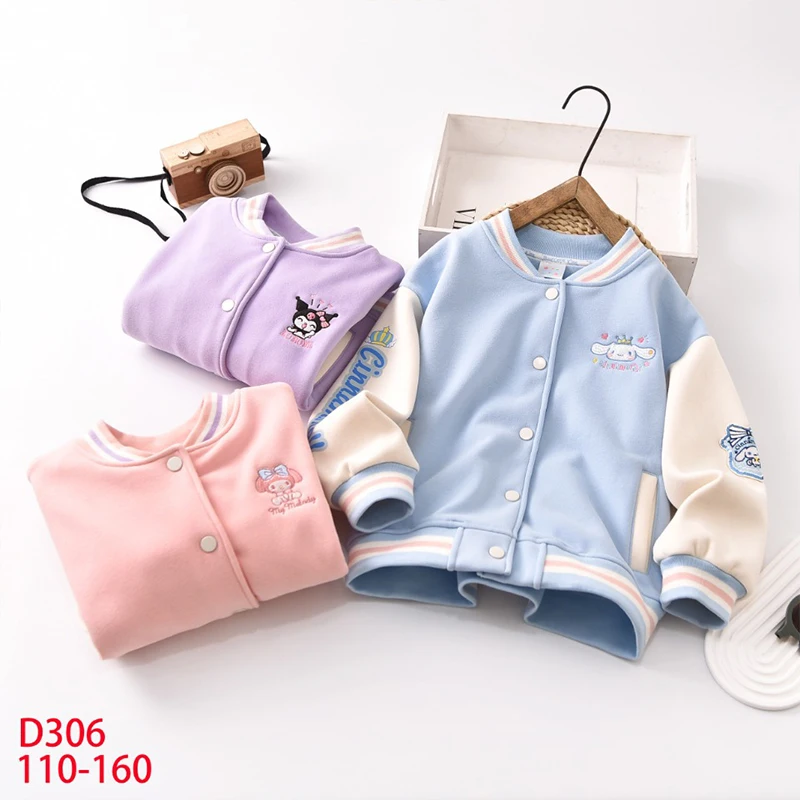 

Sanrio Kuromi My Melody Kawaii Anime Coat Warm Clothes Cute Cartoon Cinnamoroll Fleece Jacket Baseball Uniform Kids Toys