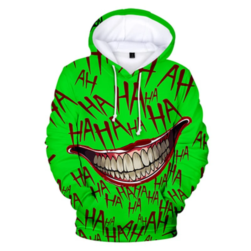 

Popular Men Women Hoodies 3D Print Haha Joker Sweatshirt Hip Hop Clothes Streetwear Hooded Boy Girl Sweatshirts For Kids Clothes