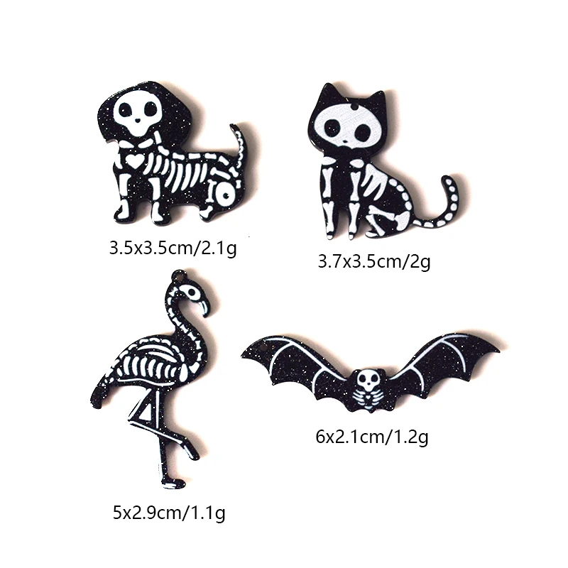 10 шт. Акриловые Черные Подвески в виде черепа животных на Хеллоуин забавная