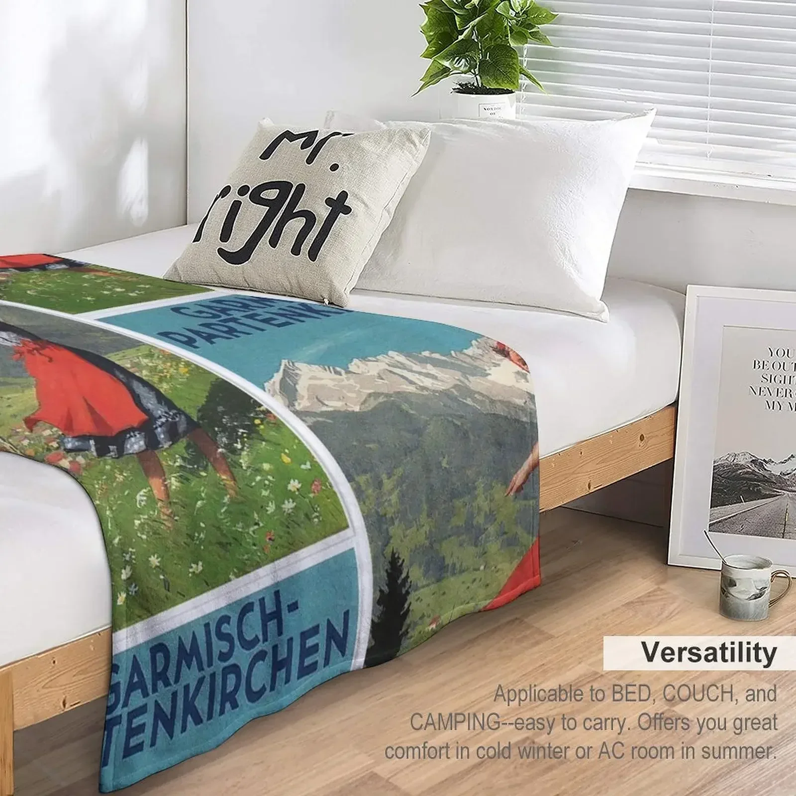 Garmisch Partenkirchen... винтажное туристическое одеяло с постером термомягкие плюшевые