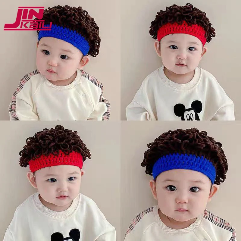 Synthetic Cosplay Hat Wig Toddler Beani Wig Africa Dreadlocks Hat  Handmade Crochet Winter Warm Hat Wig Halloween Funny Wig