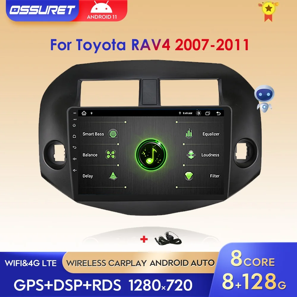

For Toyota RAV4 RAV 4 2007 - 2011 CarPlay Android Auto Car Radio Multimedia AI Voice Navigation 2 Din Autoradio Audio Stereo SWC