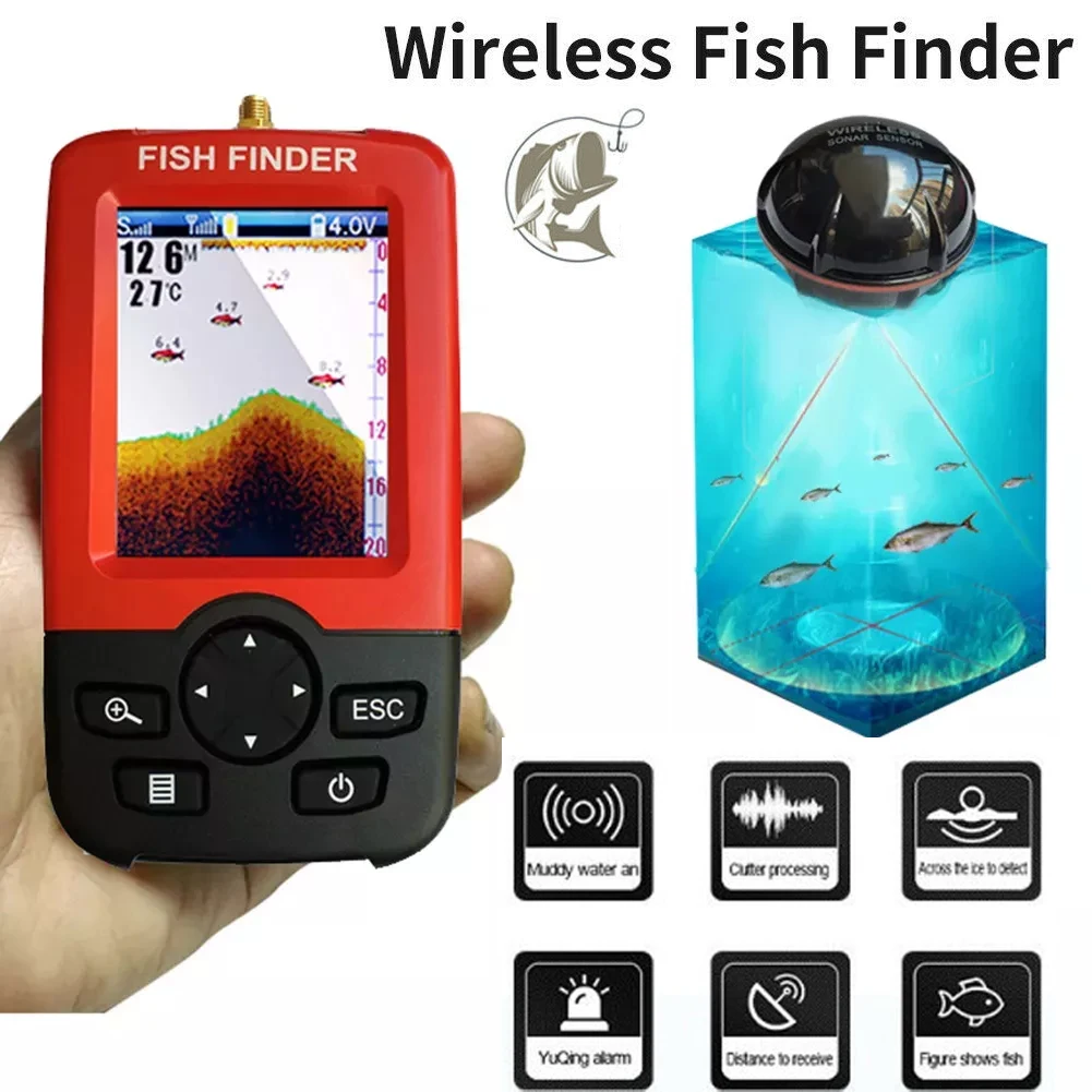 

100M Alarm Portable Sonar wireless Fish Finders Fishing lure Echo Sounder Fishing Finder Alarm Transducer Lake Sea Fishing