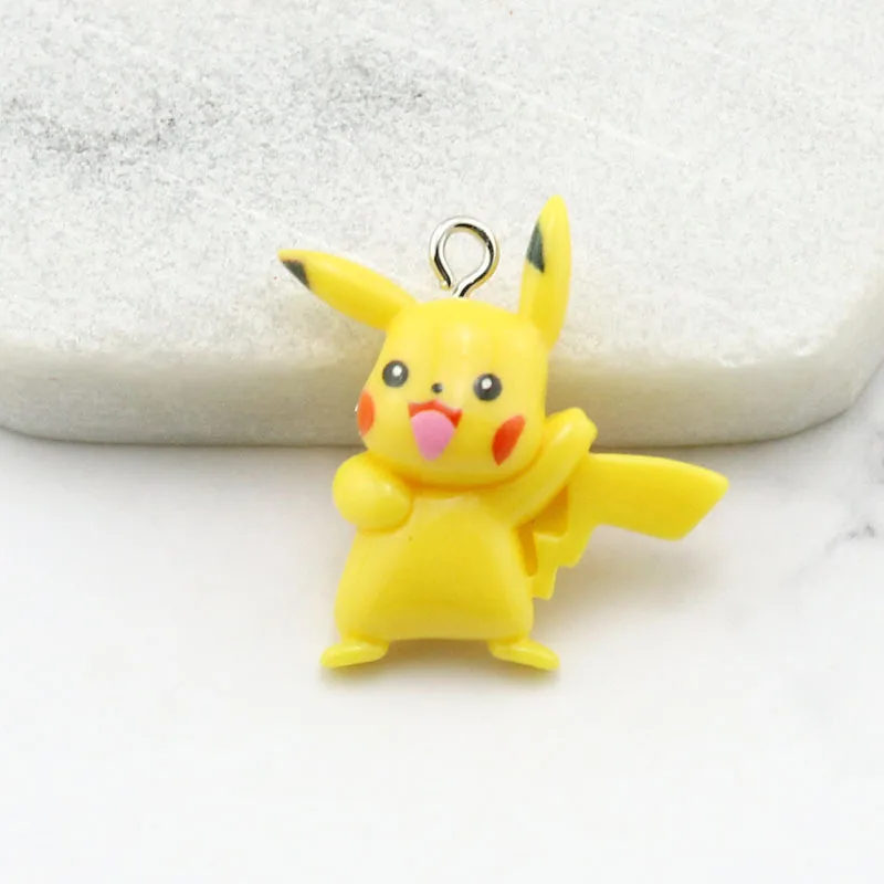 20PCS Pokémon Pikachu Resin Simulation Mini Cartoon Pattern DIY Jewelry Accessories Stud Keychain Pendant Handmade Material