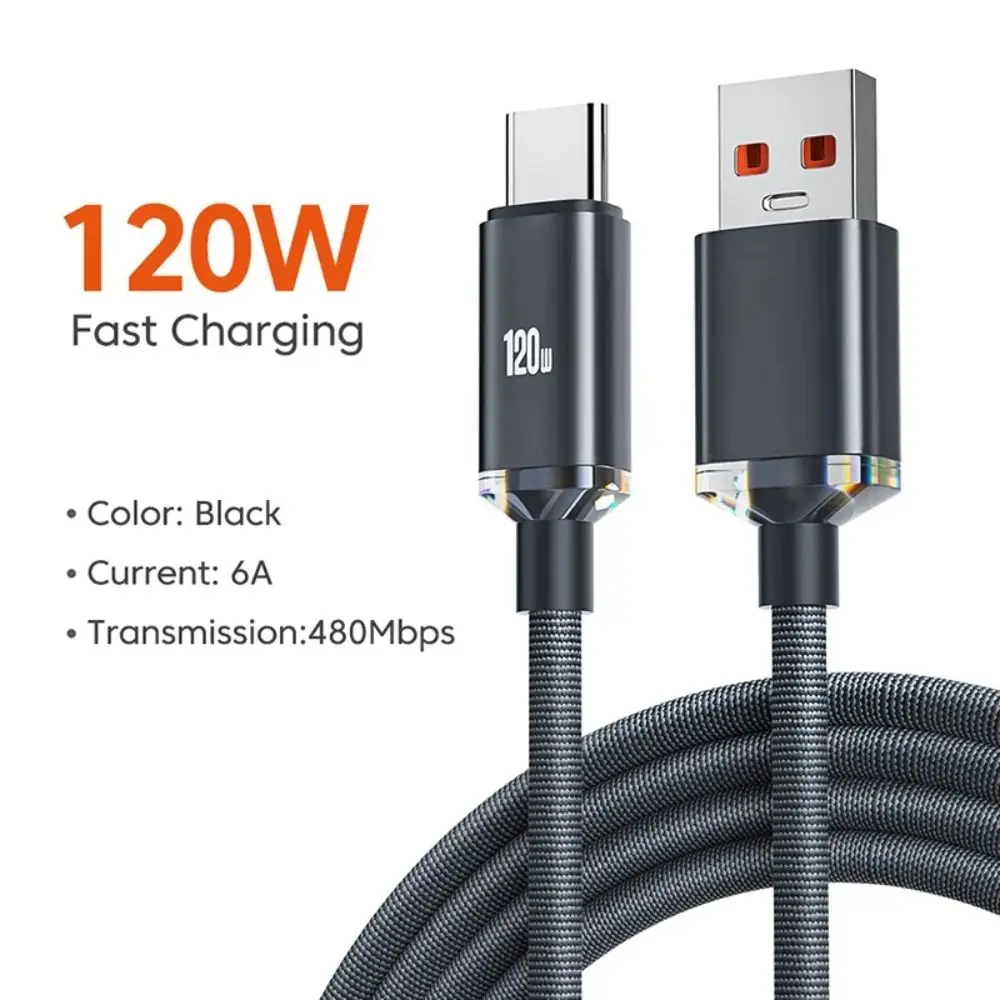 Фото Новый USB 3.0 6A Кабель для быстрой зарядки Высокоскоростной 25 см/1 м/1,5 м/2 м 120 Вт Кабель для быстрой зарядки Transmmsion Тип C Зарядный кабель №5