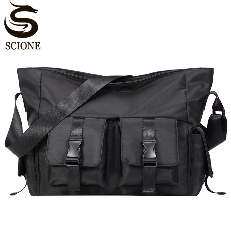 

Men Messenger Shoulder Bags Large Satchels Business Waterproof Casual School Handbag for Teenager Black Multi Pocket Travel X971