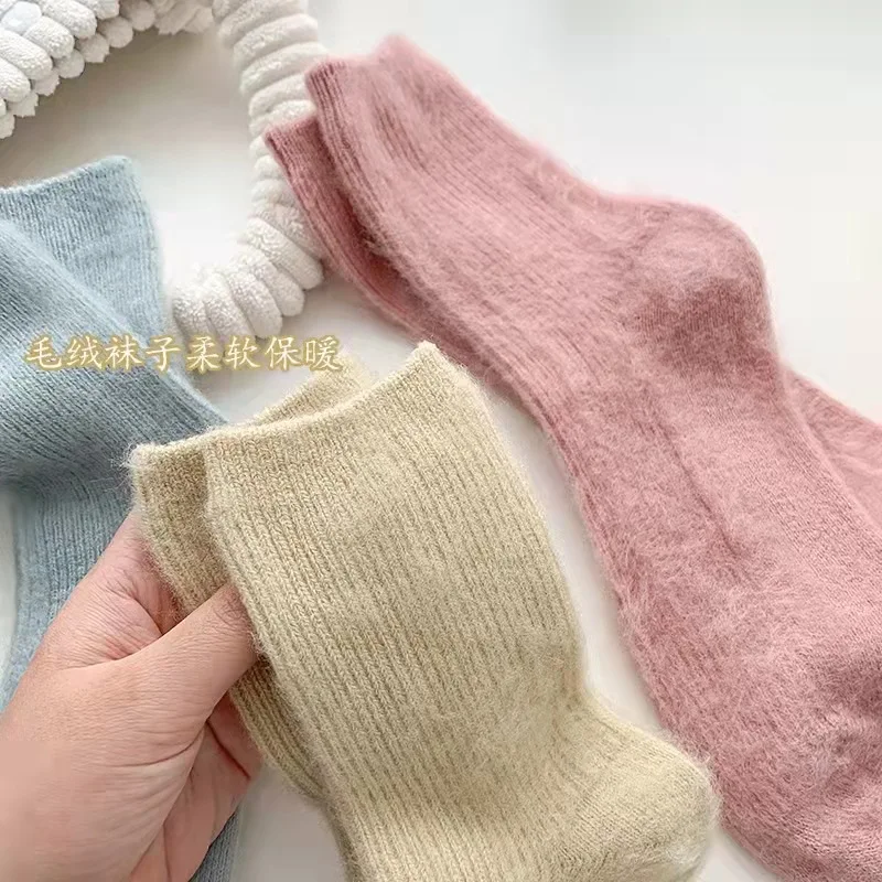 

Носки женские кашемировые утепленные, теплые однотонные носки в стиле Харадзюку, в стиле «Лолита», на осень-зиму