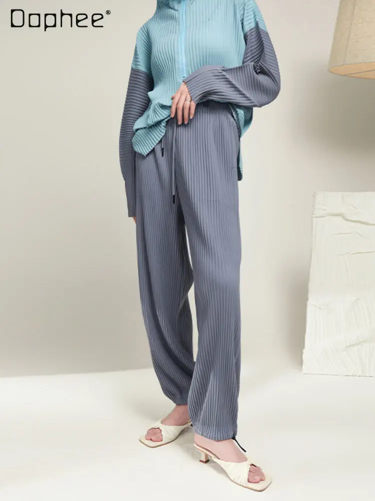 

Casual Pants Women's Autumn Thick High Waist Lace-up Drawstring Loose Slimming and All-Matching Straight Sweatpants for Ladies