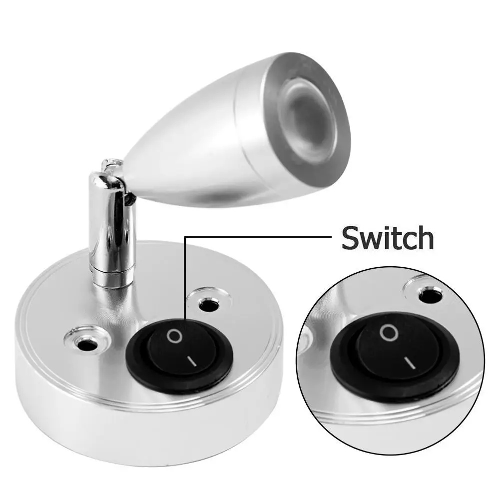 

DC12V White LED Spot Reading Light Aluminum RV Caravan Camp Boat Wall Bedside Lamp Boat Home Trailer Interior Lighting 3000W