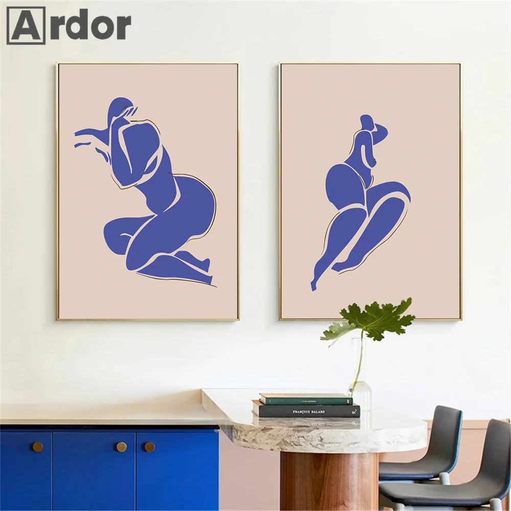 

Abstract Yoga Naked Canvas Painting Blue Nudes Human Body Posters And Prints Nordic Wall Art Modern Pictures Living Room Decor