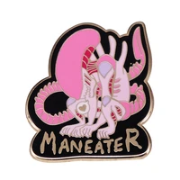 pink maneater letters television brooches badge for bag lapel pin buckle jewelry gift for friends